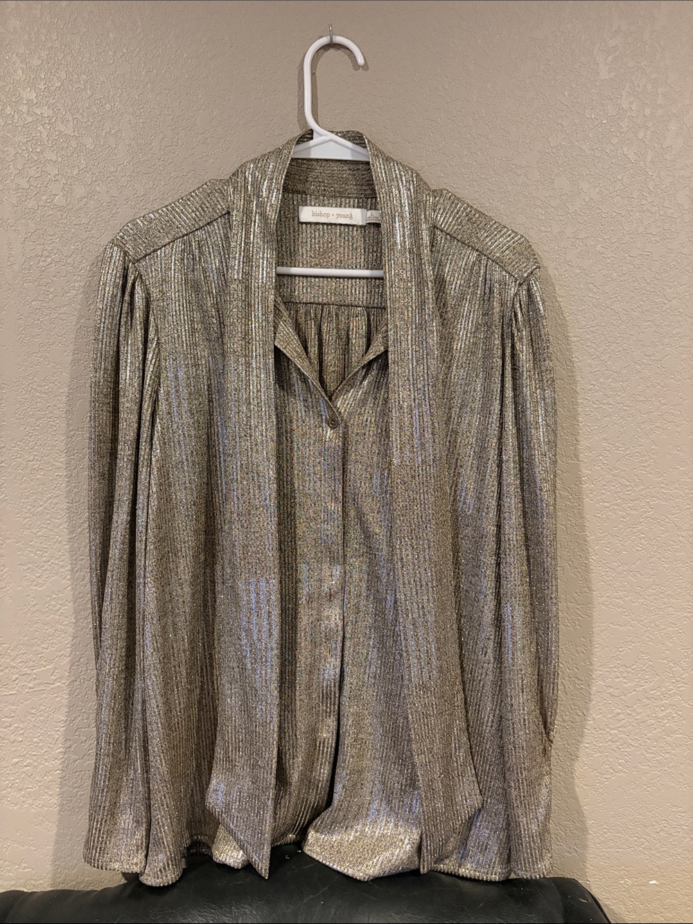 bishop + young Metallic Gold Button-Down Blouse